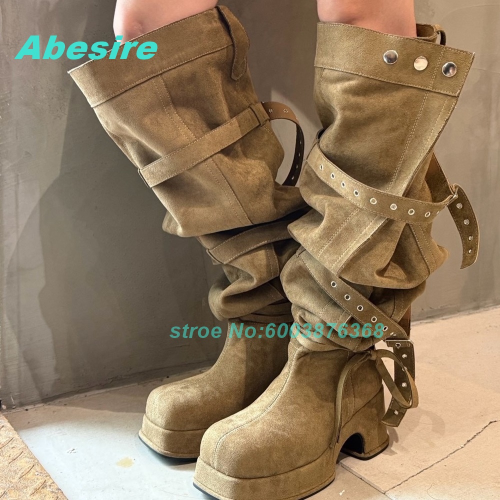 Street Fashion Y2K - Botas altas hasta la rodilla de