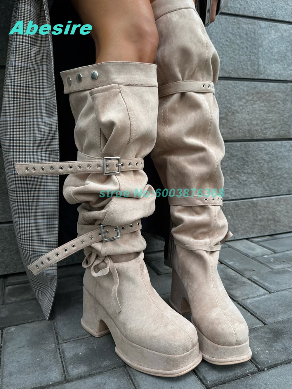 Botas altas hasta la rodilla d - Street Fashion Y2K reseña y precio